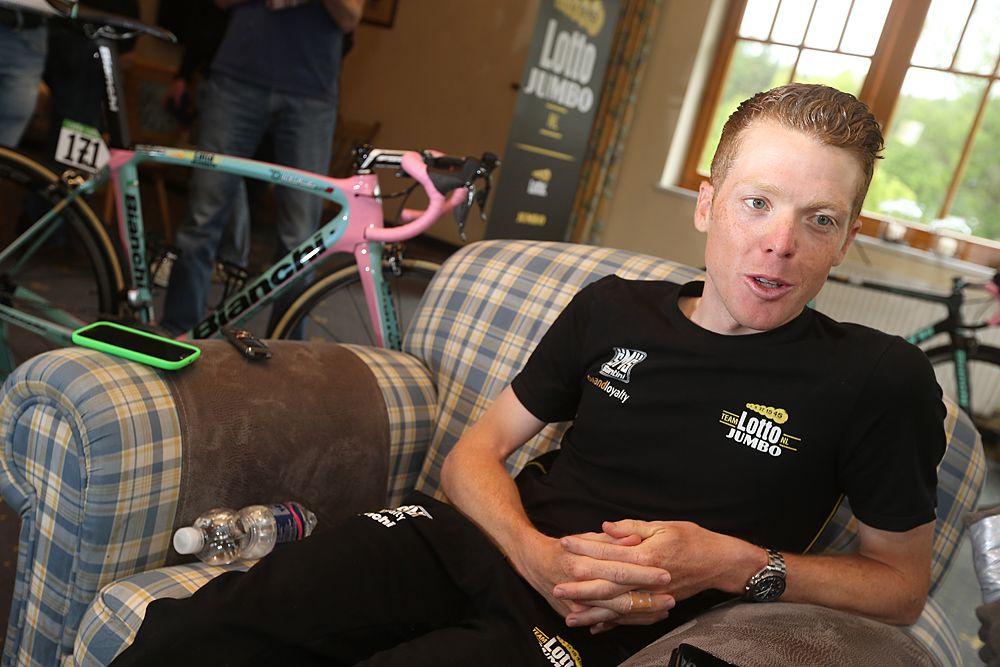 Steven Kruijswijk (LottoNL-Jumbo) speaks with the media at the Giro d'Italia