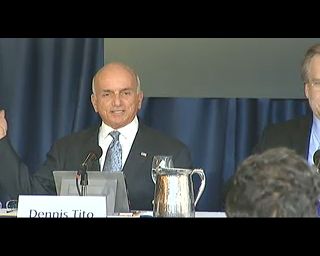 Space tourist Dennis Tito proposed a Mars flyby mission at a press conference on Feb. 27, 2013.