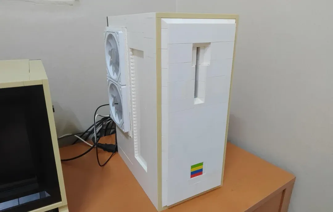 Custom PC case built using Lego-style bricks