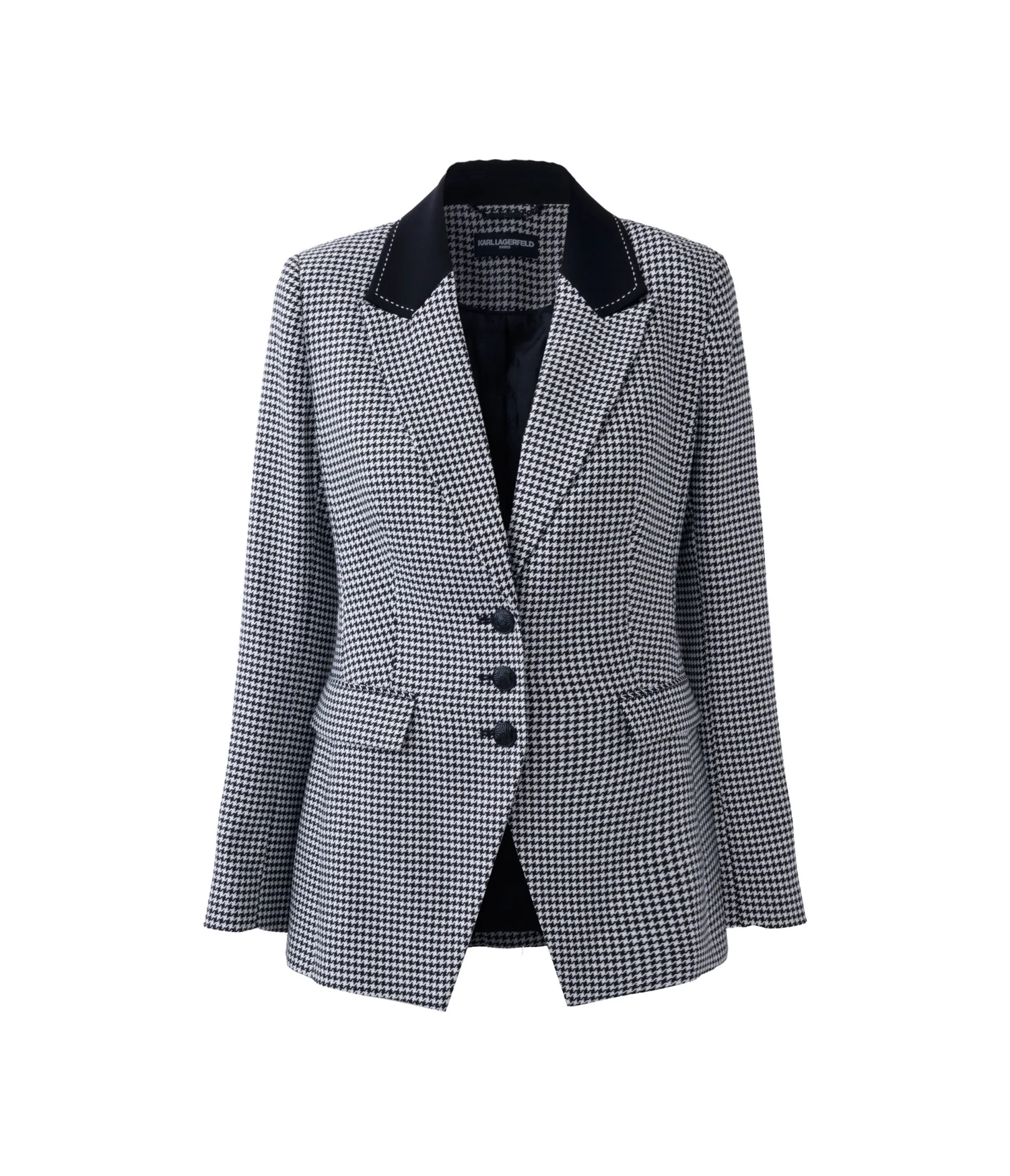 KARL LAGERFELD PARIS, Co-Ord Houstooth Contrast Lapel Blazer