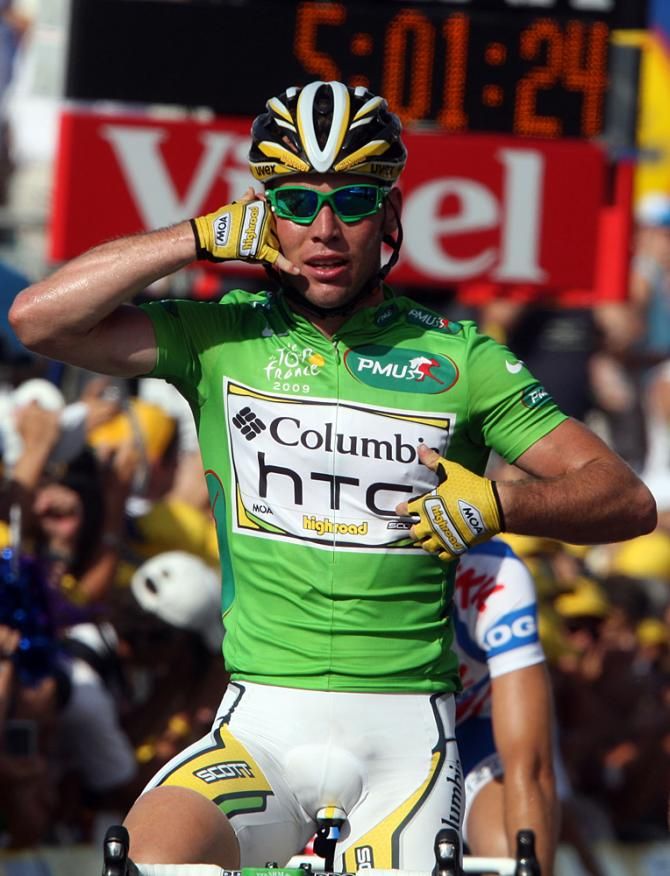 Mark Cavendish made himself known for special victory salutes with this HTC-specific call