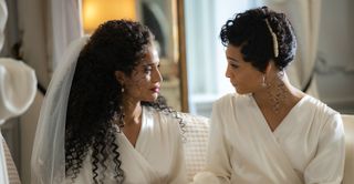"Something Old, Something New" Angel (Indya Moore) shares a moment with her mother Blanca (MJ Rodriguez) in the bridal suite before her wedding to Papi (Angel Bismark Curiel).