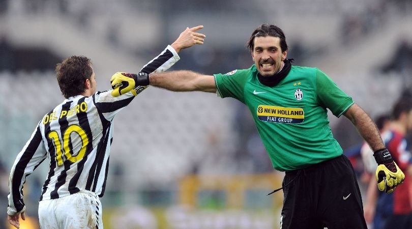 Alessandro Del Piero and Gianluigi Buffon celebrate a win for Juventus over Genoa in February 2009.