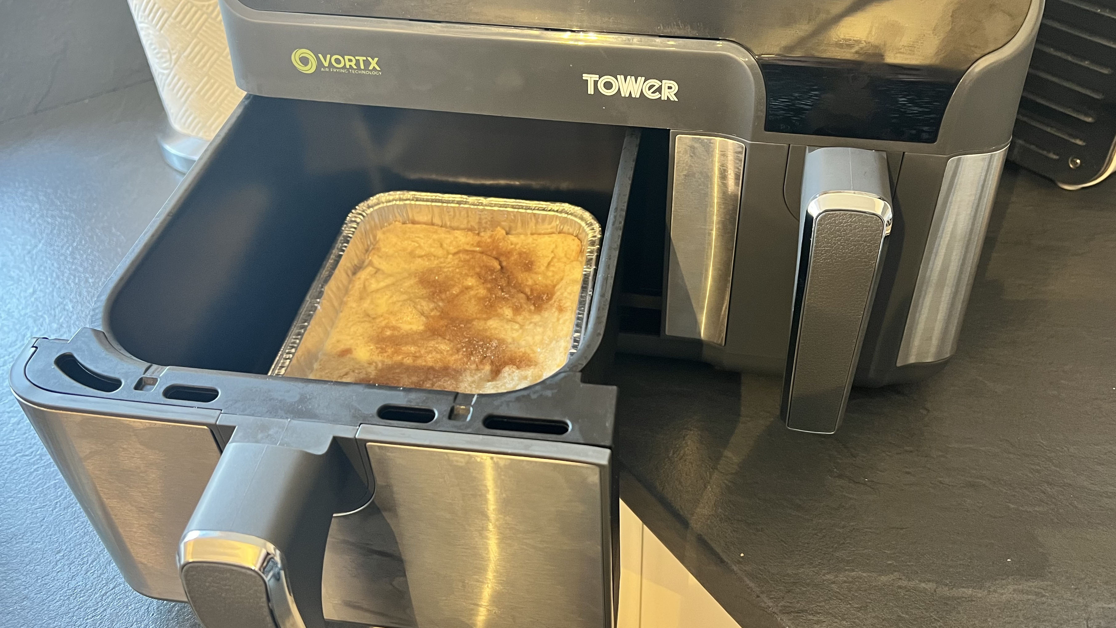 Bread and Butter Pudding in a Tower Air Fryer Basket