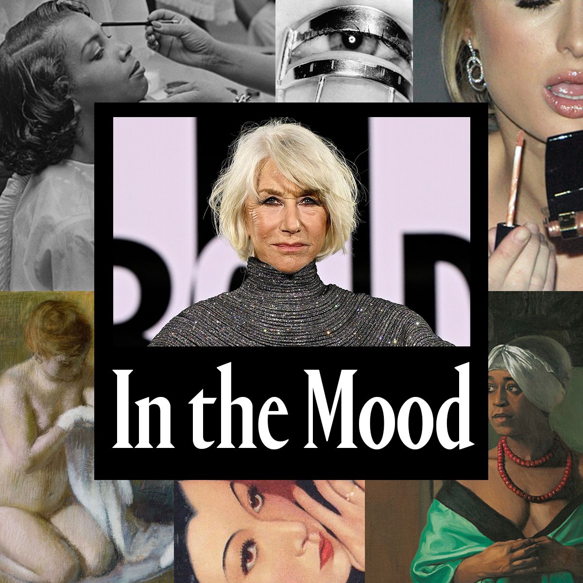 a white woman with short blond hair wearing dark eye makeup