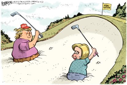Political Cartoon U.S. Trump Hillary