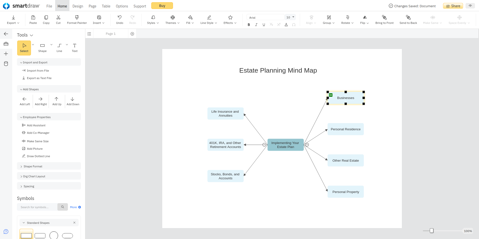 SmartDraw mindmap