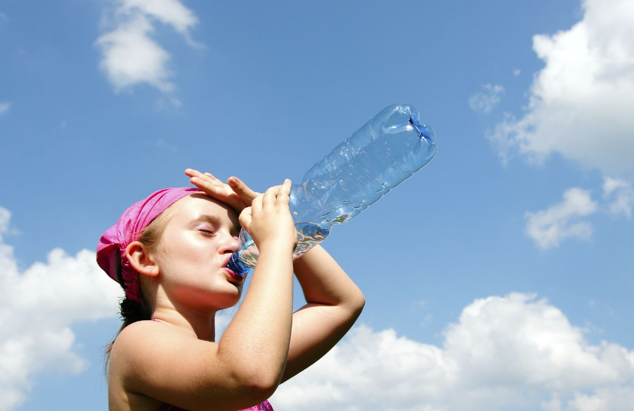 A girl taking a drink