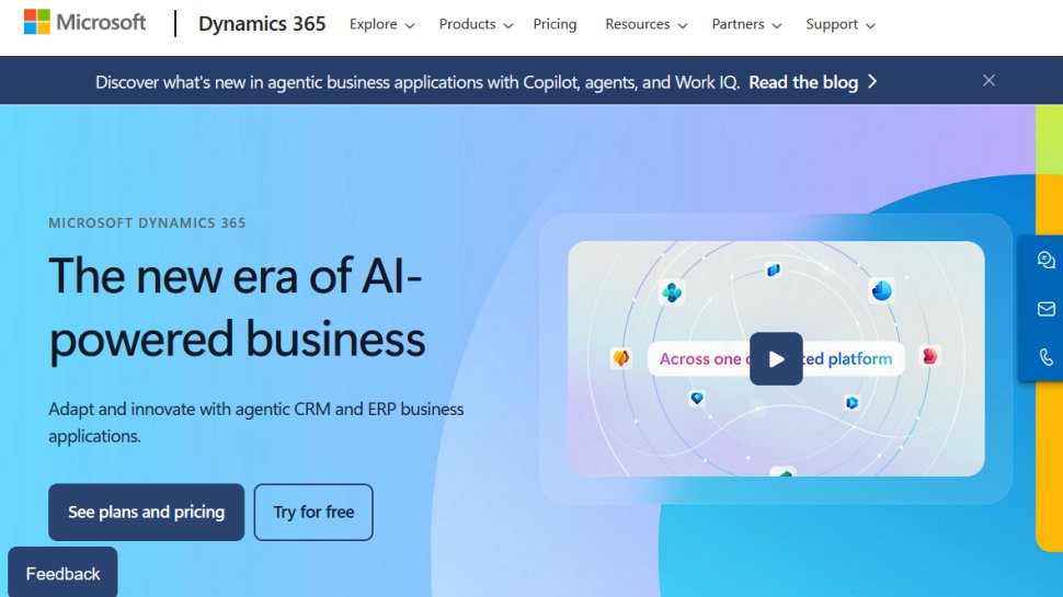 Microsoft Dynamics 365 website screenshot (March 2026).