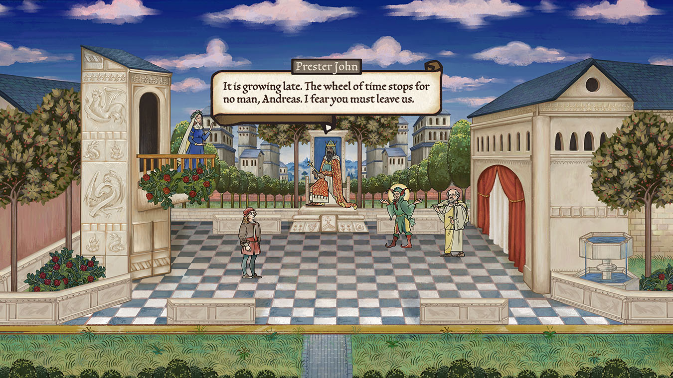 Image of illuminated manuscript-style drawings from the game Pentiment.
