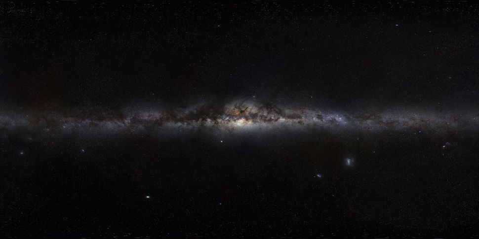 A panoramic image shows the Milky Way, our home galaxy.