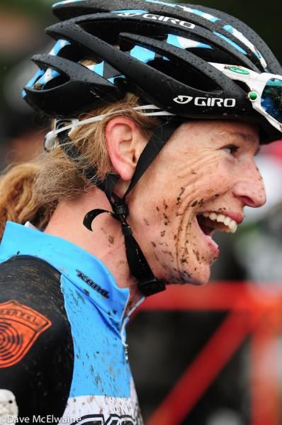 Wendy Simms (Kona) was made quite happy by the mud today