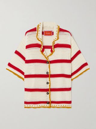 + Orlebar Brown Salt 'n' Vinegar Striped Crocheted Cotton Shirt