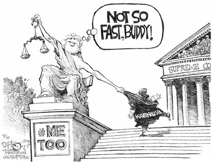 Political cartoon U.S. Brett Kavanaugh supreme court lady justice #MeToo sexual assault allegations