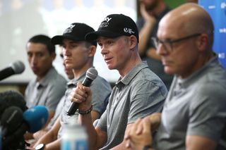 Chris Froome (Team Sky) speaks to the press ahead of the Grand Depart at the 2018 Tour de France