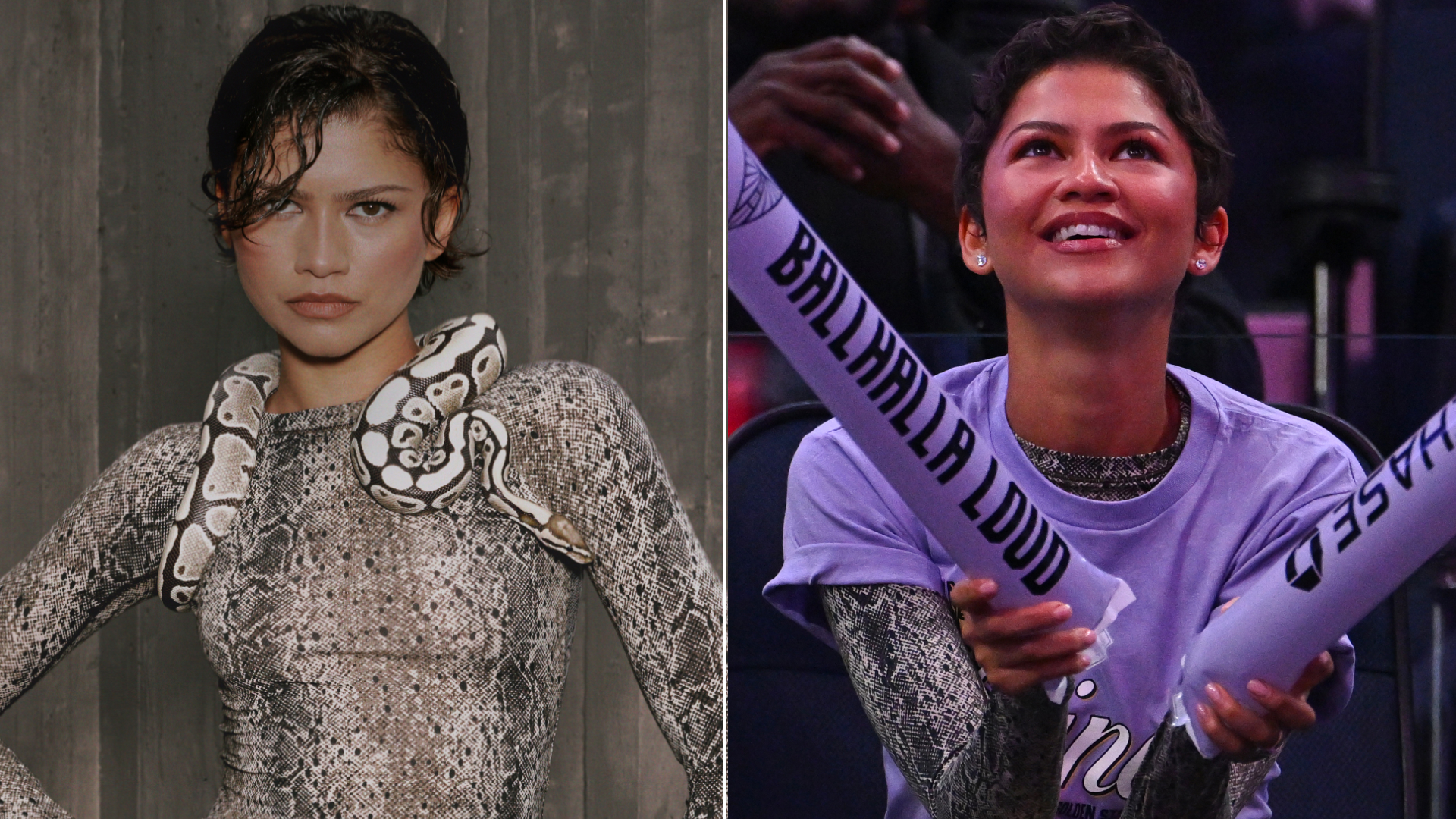 Zendaya styled the snakeskin shirt she designed with Law Roach and On at Game 5 of the WNBA Finals