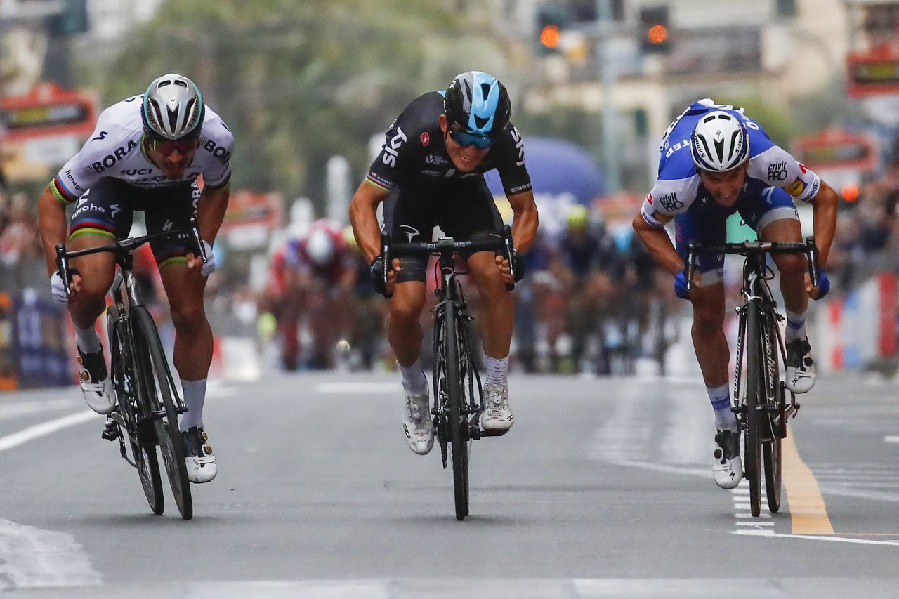 Peter Sagan, Michal Kwiatkowski and Juilan Alaphilippe fight for the win