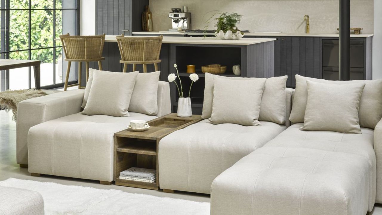 White modular sofa in living room