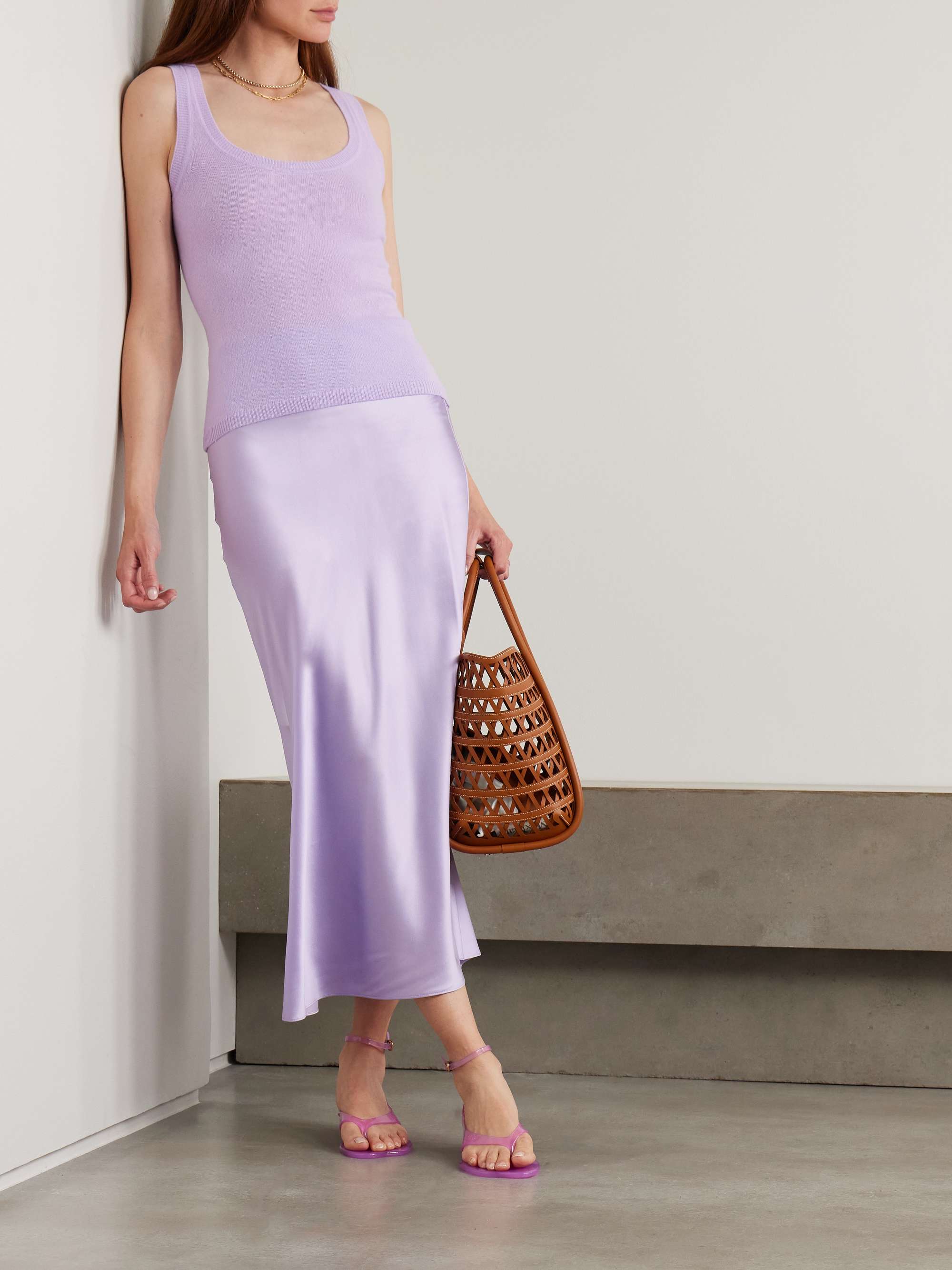 Clover Silk-Blend Satin Midi Skirt
