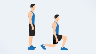 an illo of a man doing a forward lunge