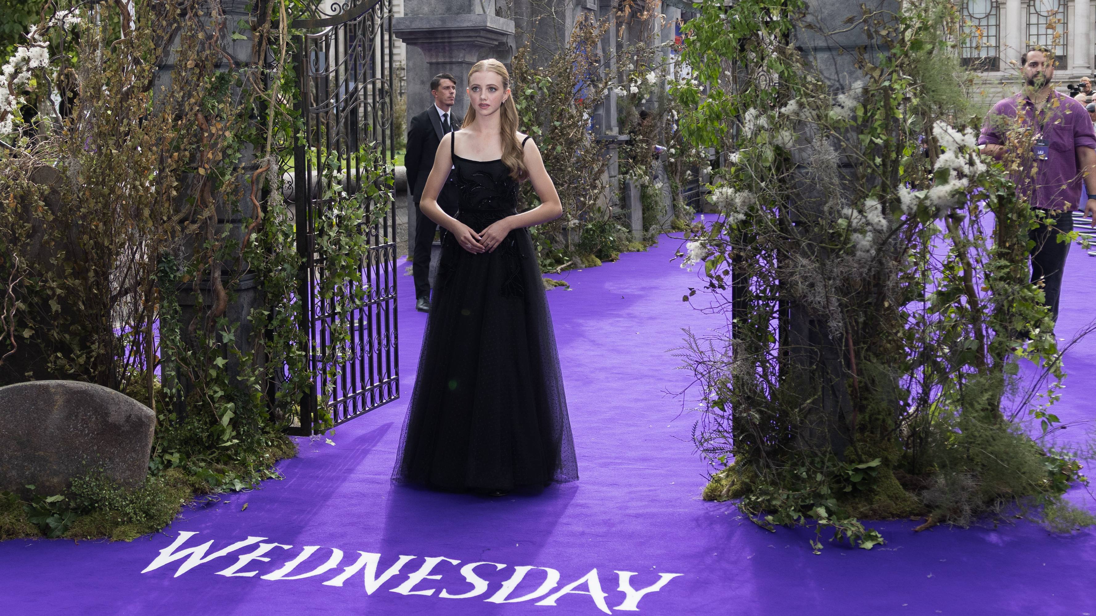 Evie Templeton attends the Global Premiere of Netflix's 'Wednesday' Season 2, Part 1 at Central Hall Westminster, London on July 30th, 2025. (Photo by StillMoving.Net for Netflix)