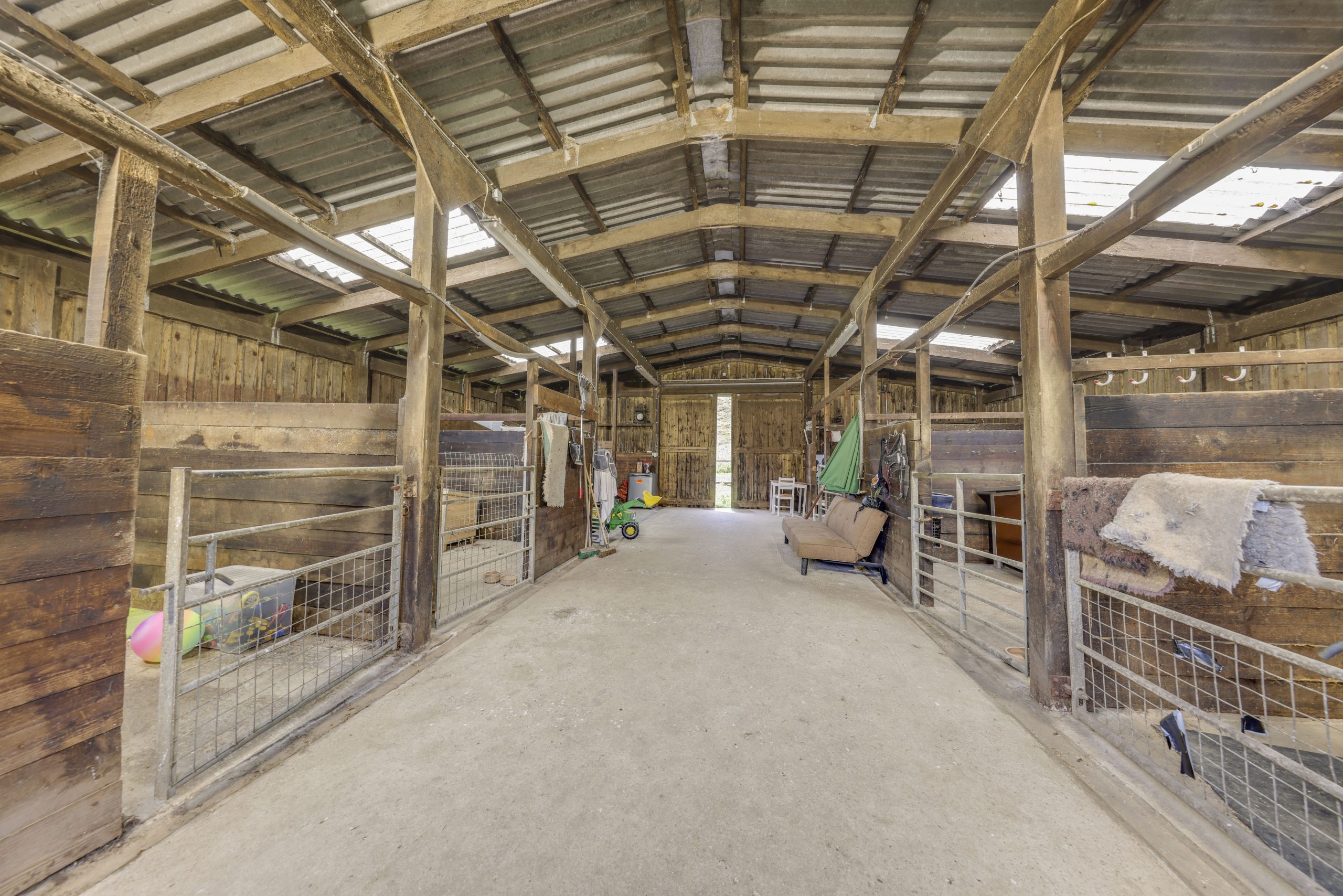 Internal view of a rustic American-style barn