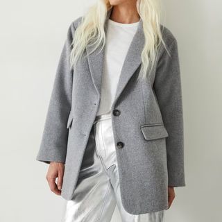 Jayde Wool Blend Blazer Coat, Grey