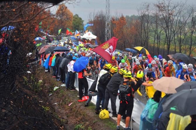 The crowds cheer on the peloton