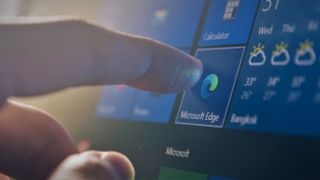 Icona di Microsoft Edge su touch screen