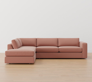 rose-colored sectional sofa