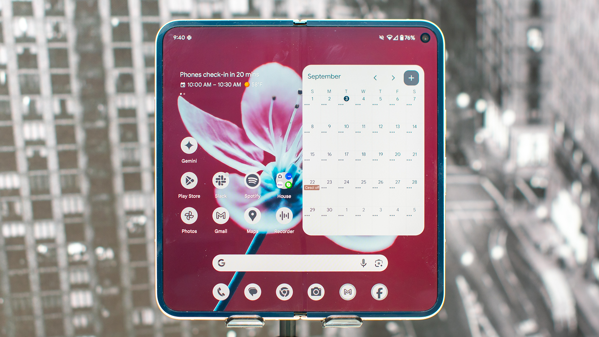 The Google Pixel 9 Pro Fold home screen opens