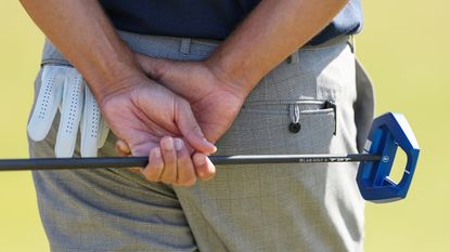 A close-up of the putter used by Adam Scott