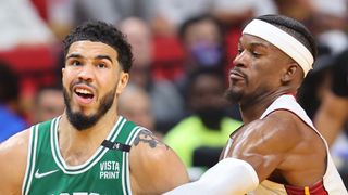(L, R) Jayson Tatum will face off in Game 6's Celtics vs. Heat live stream