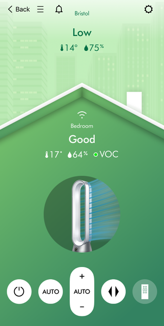 MyDyson app showing air quality from Purifier Fan TP09