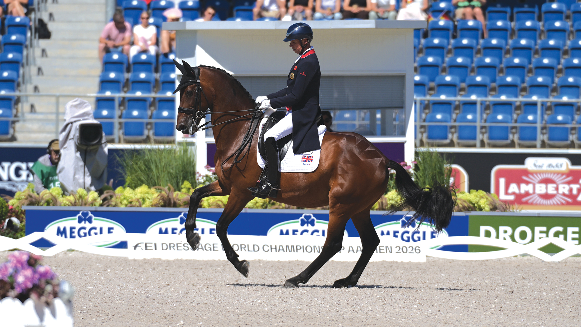 Carl Hester riding Fame during FEI Dressage World Championship 2026 in Aachen, Germany