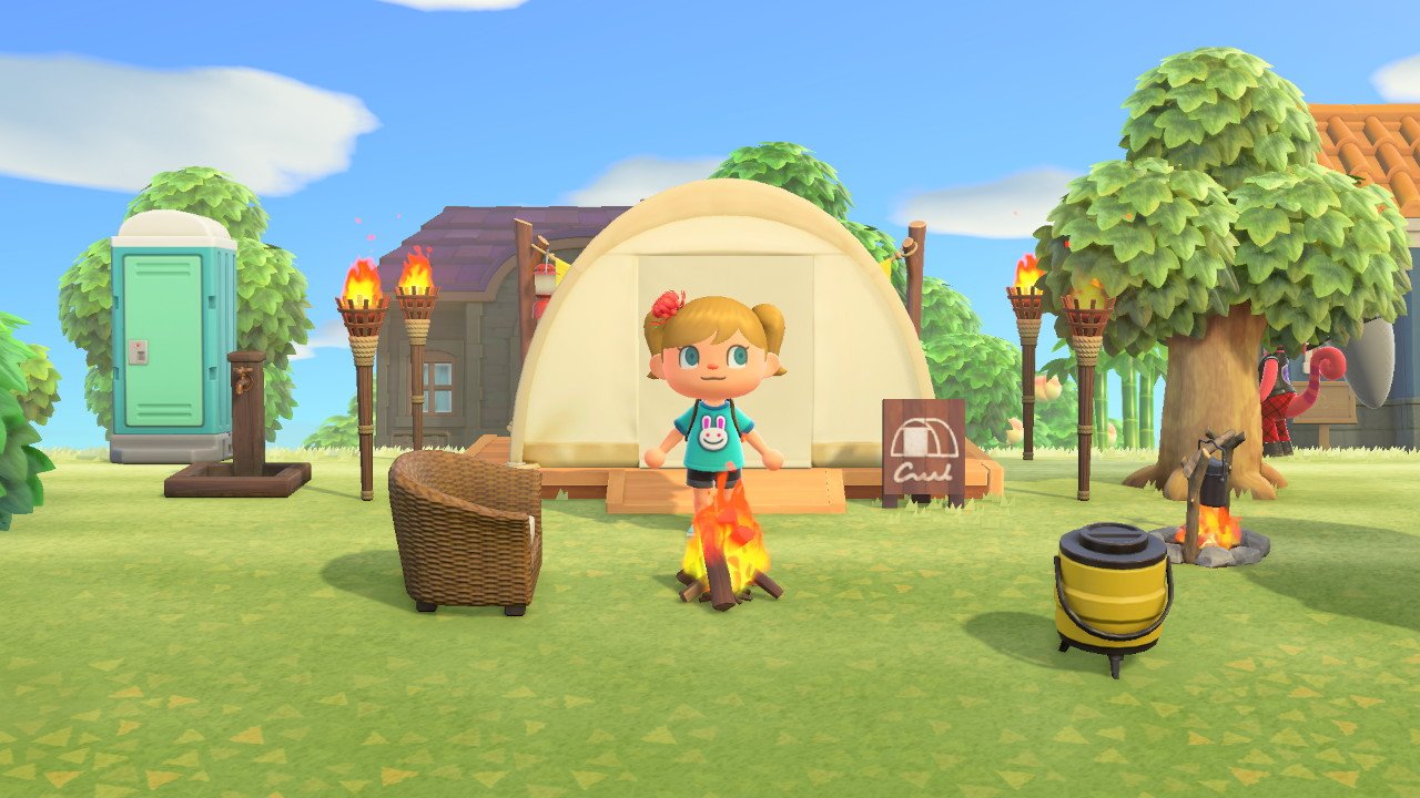 Энимал Кроссинг кемпинг. Как ударить жителя сачком animal Crossing Camp.