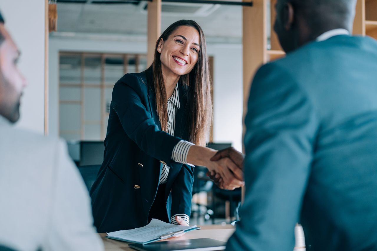 Founder-led firms business leaders meeting in board room