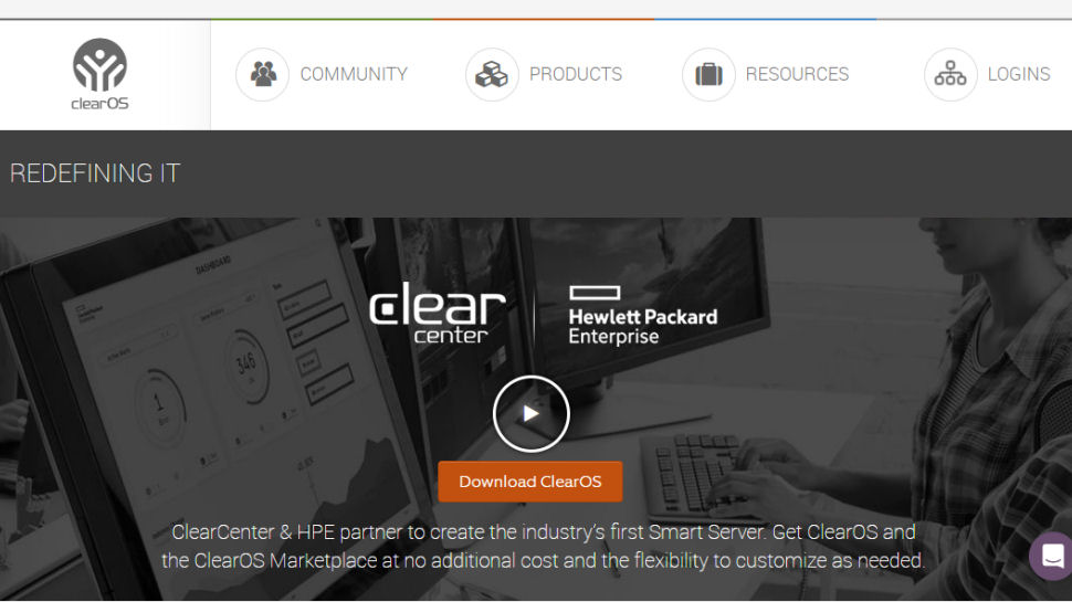ClearOS website screenshot.