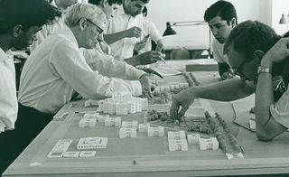 Louis Kahn and employees in model-making