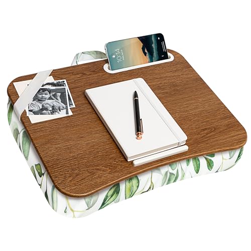 Lapgear Designer Lap Desk With Phone Holder and Device Ledge - Watercolor Leaves - Fits Up to 15.6 Inch Laptops - Style No. 45412