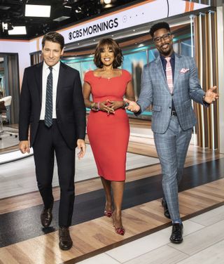 Tony Dokoupil, Gayle King and Nate Burleson and CBS Mornings