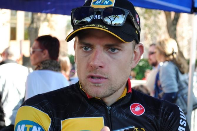 Gerald Ciolek (MTN), talking to the media after the stage.
