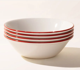 Red rimmed bowl set.