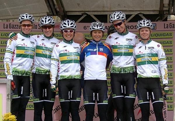 The team on the podium at Milan - San Remo