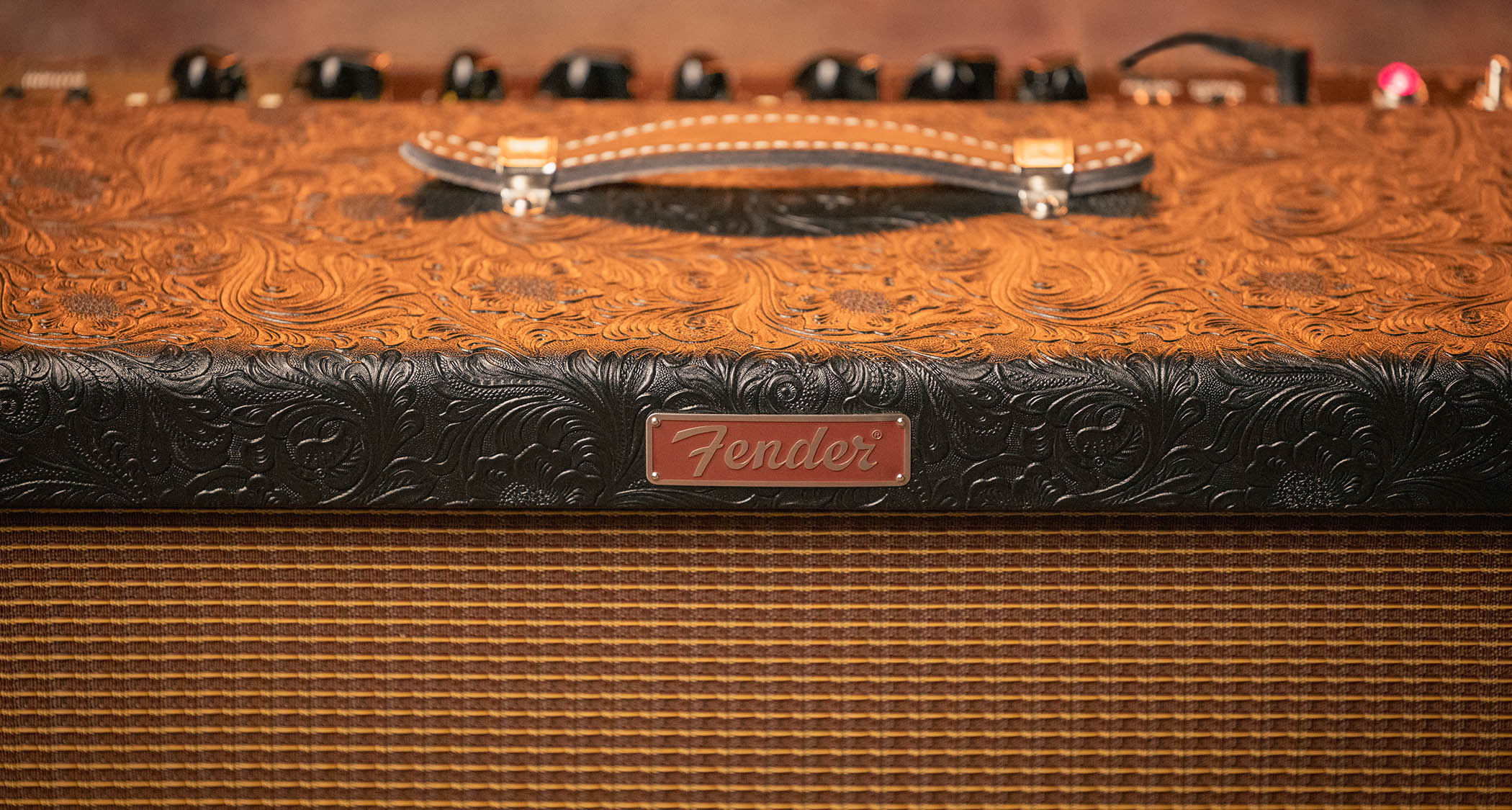 Fender 30th Anniversary Hot Rod Deluxe: the special edition tube combo comes finished with a commemorative "Western" vinyl covering, with gold and brown grille cloth.