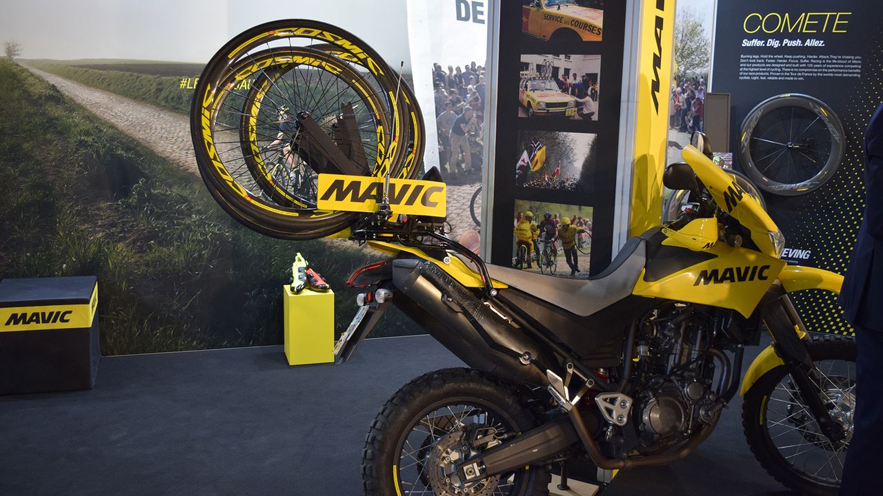 Mavic had a large display showcasing the wheels, shoes and clothing, as well as some of their neutral support vehicles
