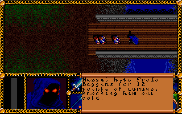 Frodo gets knocked out by a Nazgul.