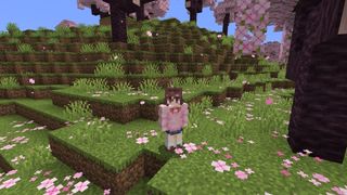 Minecraft skins - Momo Ayase from Dandandan in a cherry blossom forest