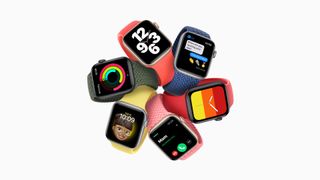 Six models of the Apple Watch SE (1st generation) bundled together in a circle.