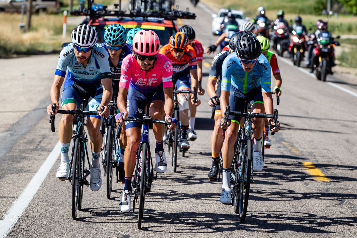 Lachlan Morton (EF Education First) does a turn on the front in the break